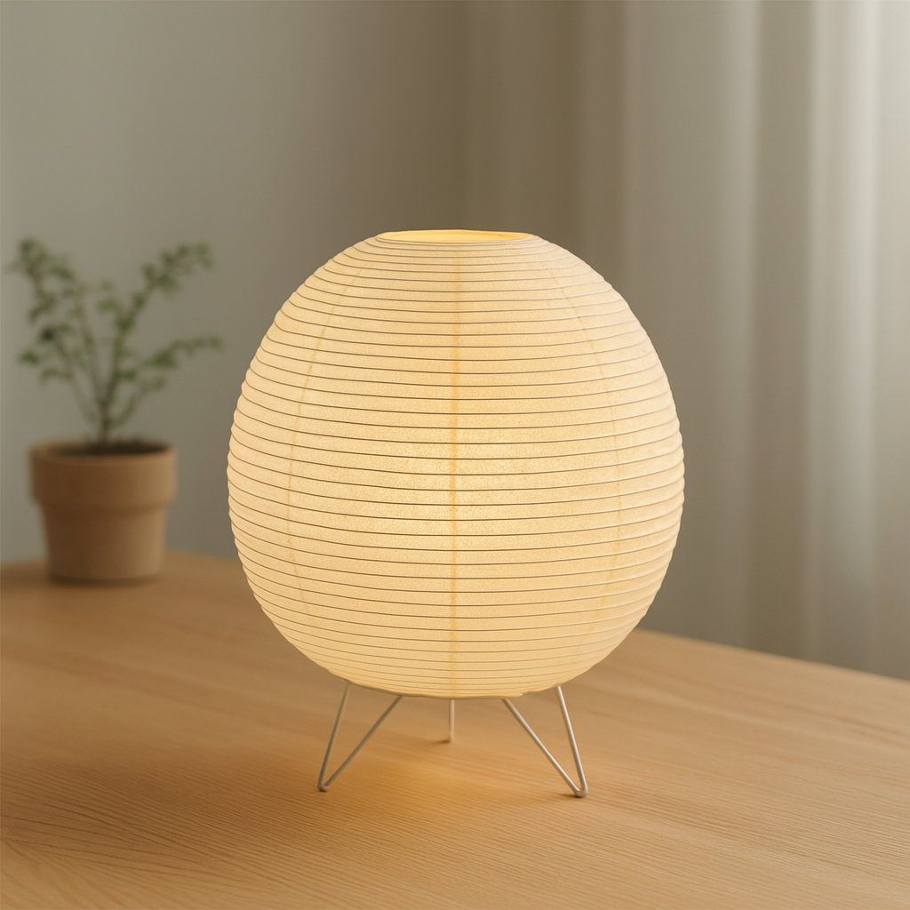 Nordic Wabi Sabi LED Table Lamp – Soft Warm Glow, Minimalist Paper Shade