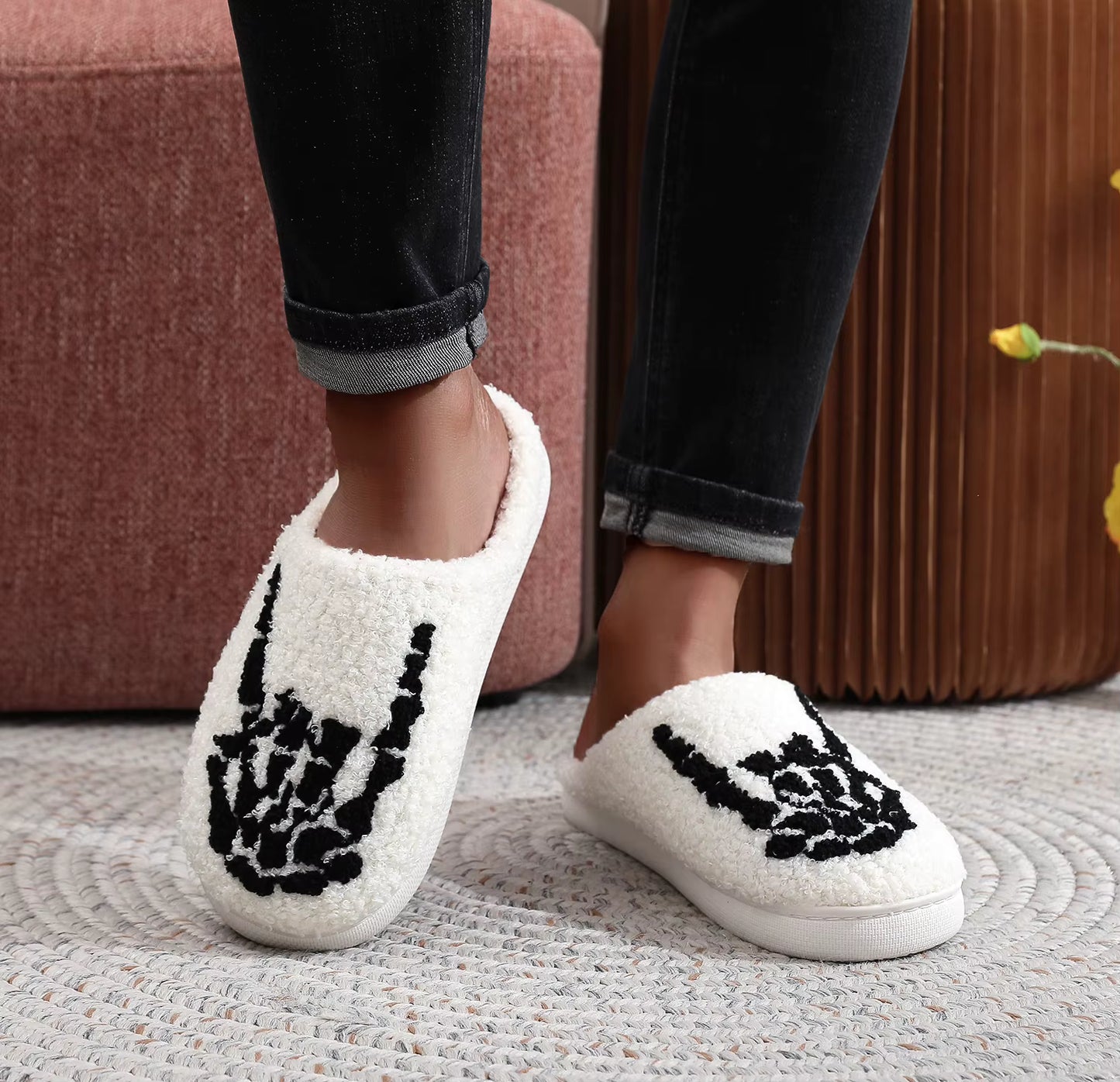 Skull Finger Plush Slippers