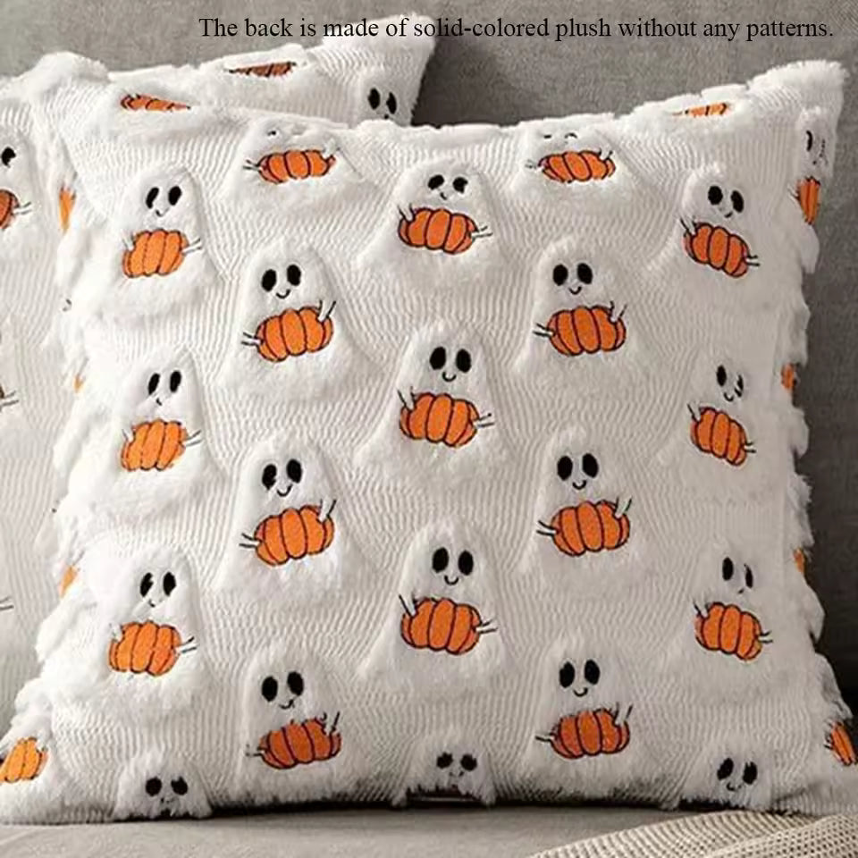 Ghost & Pumpkin Pillow Cover