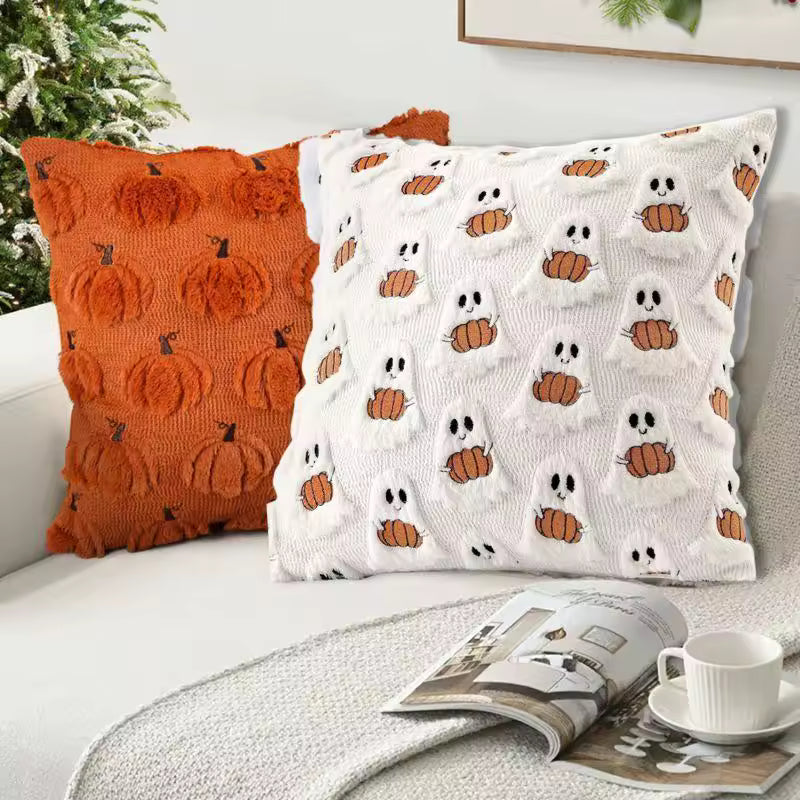 Ghost & Pumpkin Pillow Cover
