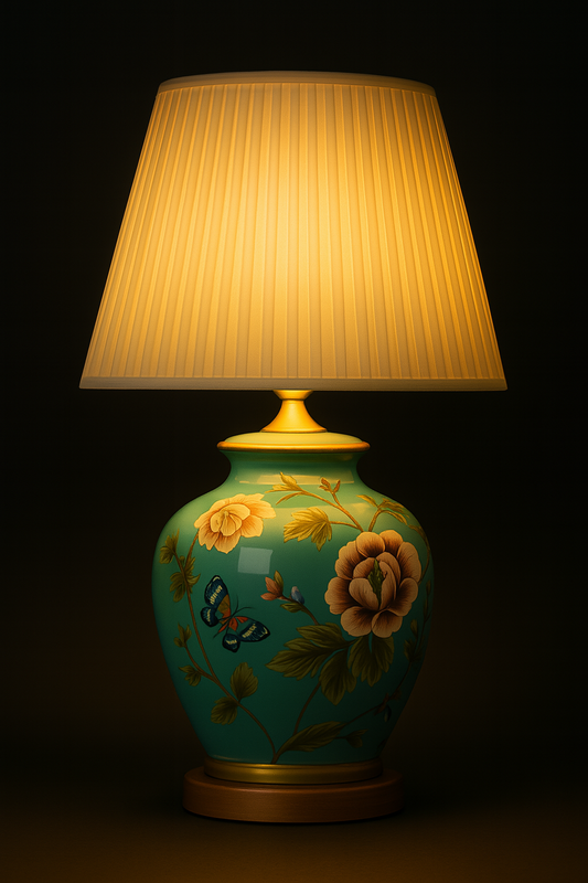 Elegant Retro European Ceramic Lamp – Floral Hand-Painted Design
