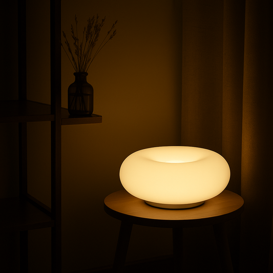 Bauhaus-Style LED Table Lamp with Black Accent Band – Modern Ambient Lighting