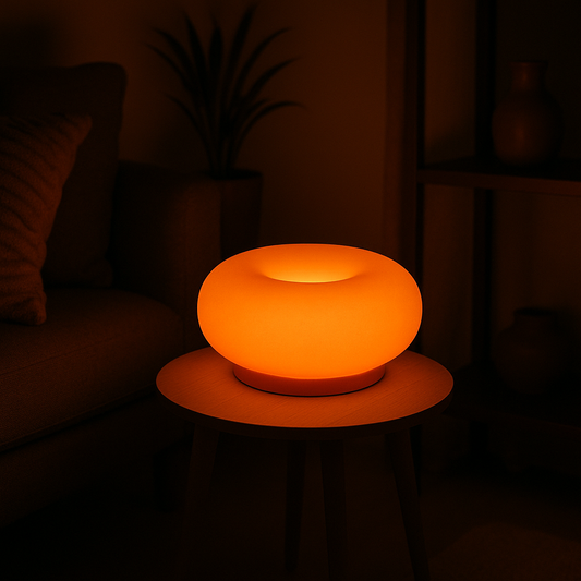 Bauhaus-Style LED Table Lamp with Black Accent Band – Modern Ambient Lighting