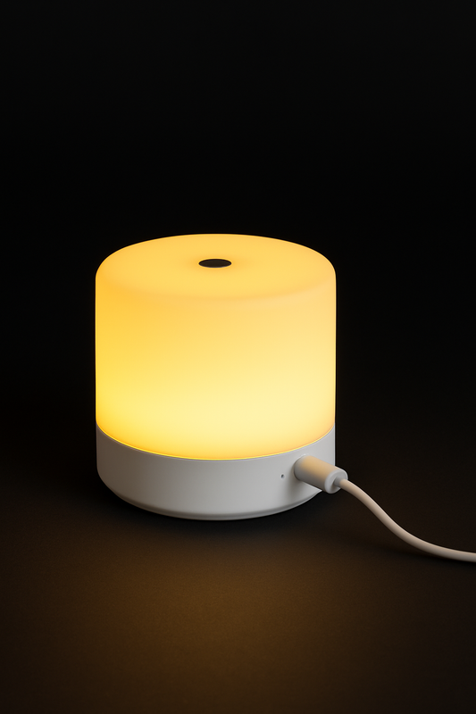 Creative Touch LED Bedside Lamp – USB Rechargeable, Dimmable, and Minimalist
