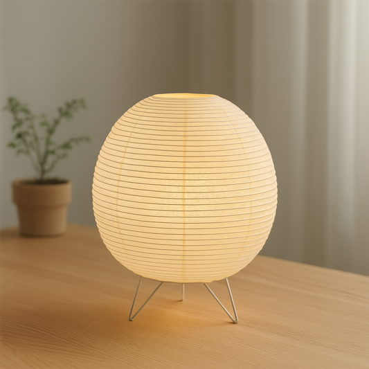 Nordic Wabi Sabi LED Table Lamp – Soft Warm Glow, Minimalist Paper Shade