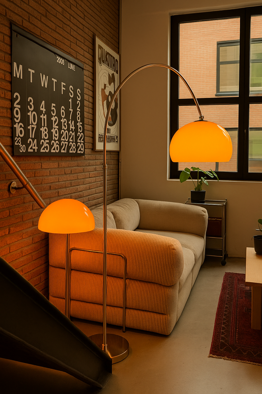 Modern Retro Gradient Orange Mushroom Glass Lamp – LED Ambient Table & Floor Light for Living Room & Bedroom