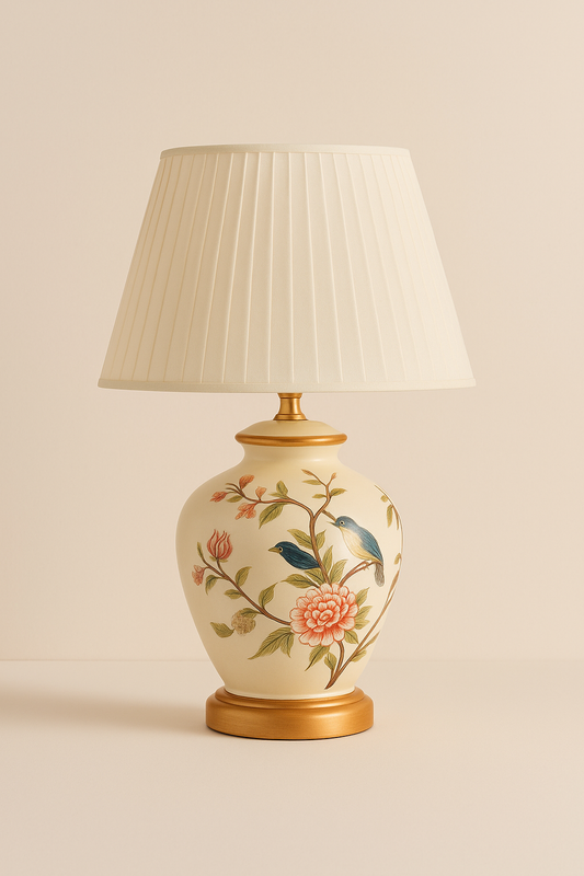 Elegant Retro European Ceramic Lamp – Floral Hand-Painted Design