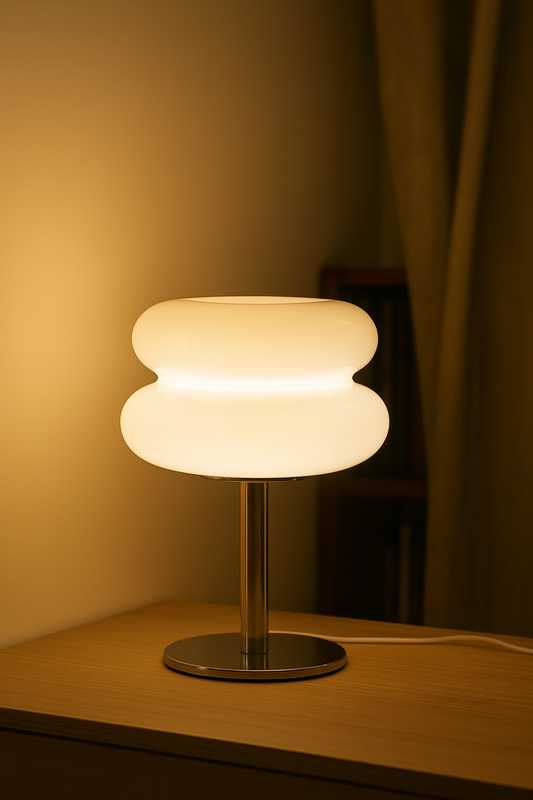 Macaron Glass Table Lamp – Trichromatic Dimming, Eye Protection Night Light, Modern Bedside & Living Room Decor