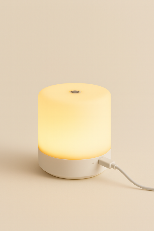 Creative Touch LED Bedside Lamp – USB Rechargeable, Dimmable, and Minimalist