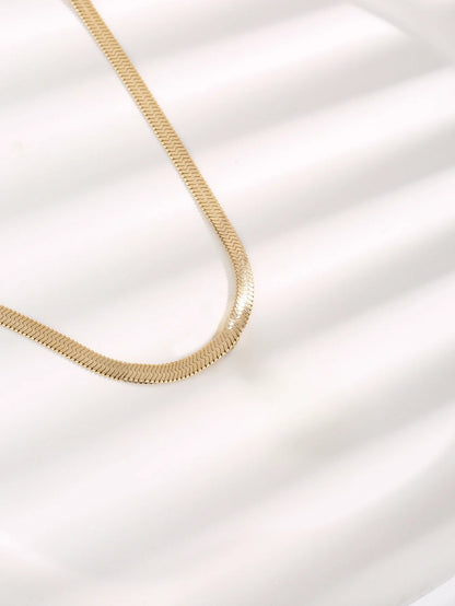 Snake Chain Gold Plated Stainless Steel Flat Necklace 3mm Fashion Choker Hip Hop Herringbone For Men Women Gift Jewelry