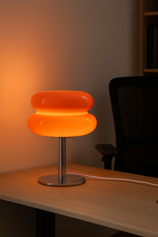 Macaron Glass Table Lamp – Trichromatic Dimming, Eye Protection Night Light, Modern Bedside & Living Room Decor