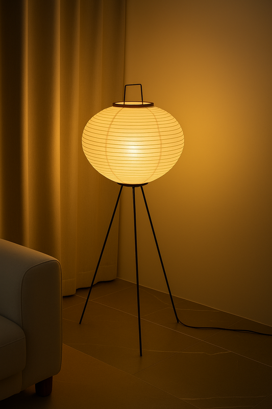 Japanese Wabi Sabi Vintage Standing Lamp, Minimalist Floor Lighting